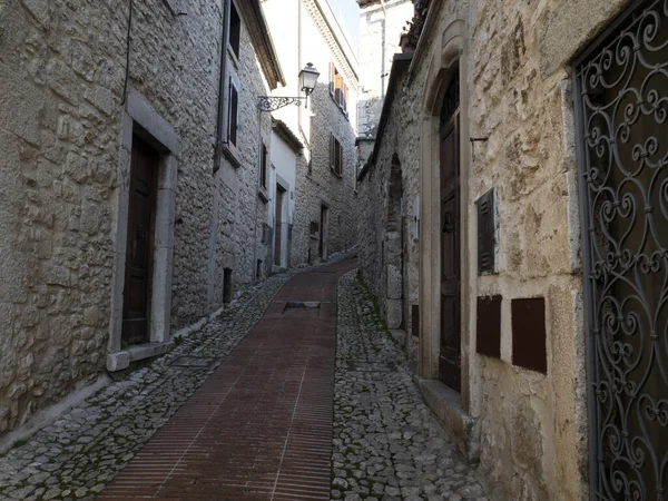 Средневековая Деревня Лацио Фрозиноне Вид Старые Дома — стоковое фото