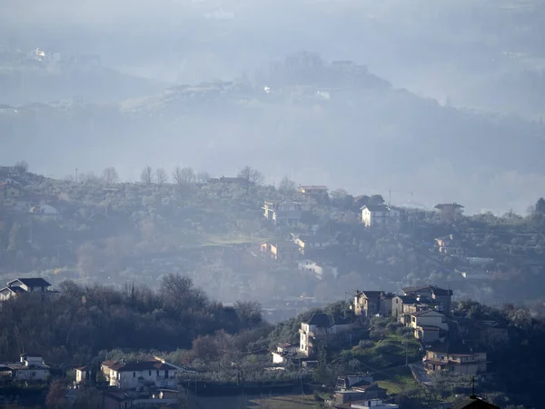 Veroli Medieval Pueblo Lazio Frosinone Enorme Valle Paisaje Panorama —  Fotos de Stock