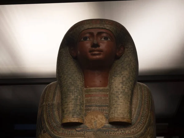 Jeroglíficos Del Sarcófago Egipcio Cerca — Foto de Stock