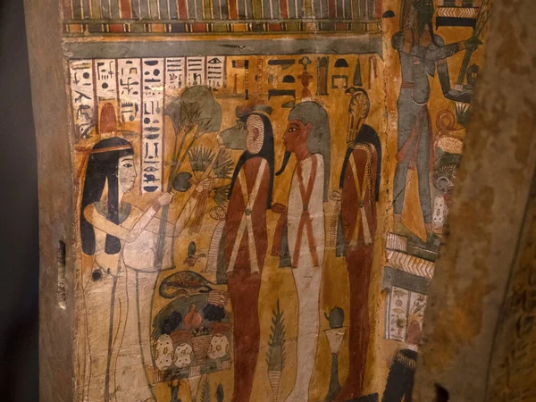 Egyiptomi Szarkofág Hieroglifák Közelről — Stock Fotó