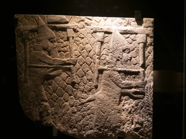 Gamle Bas Relief Skrive Assyrien Babylonia Forbruger Detalje - Stock-foto