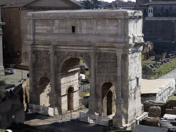 Rome Imperial Forums Airview Panorama — 스톡 사진