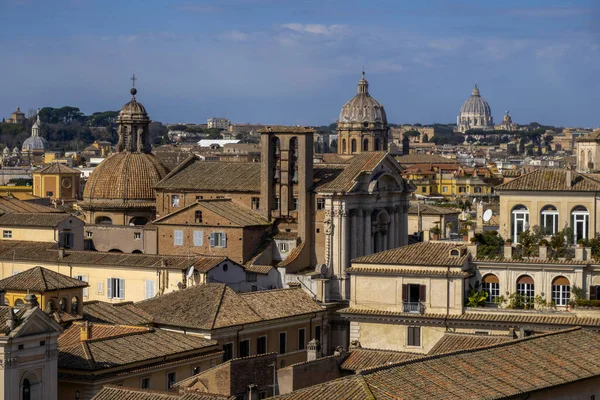 Rom Viele Kuppeln Blick Von Der Vatikanischen Museumsterrasse Stadtbild — Stockfoto
