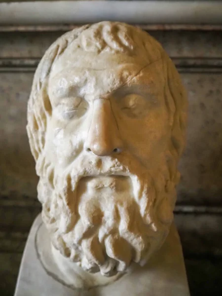 Vieille Statue Classique Marbre Romain Homère Grec — Photo