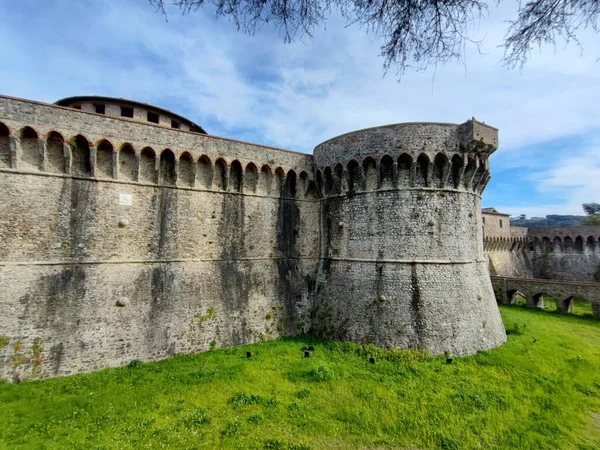 Sarzana Castle Fortress Stone Wall Towers View — Stock Photo, Image