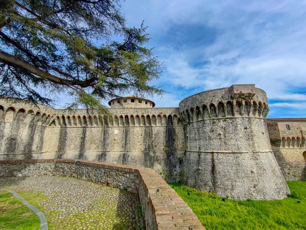 Sarzana Castle Fortress Stone Wall Towers View — Stock Photo, Image