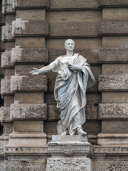 Cicero statue in cassazione building rome view