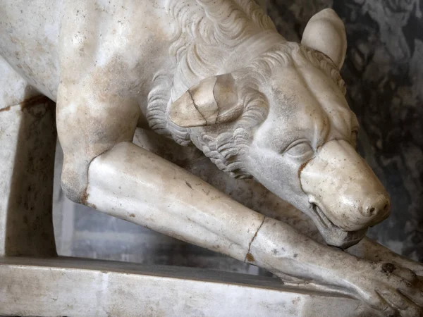 Ρωμαϊκό Άγαλμα Ζώων Παλιά Μαρμάρινα Γλυπτική Λεπτομέρεια Σκύλος — Φωτογραφία Αρχείου