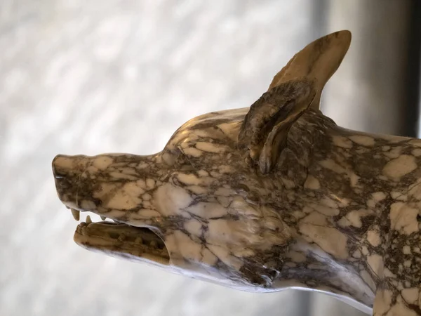 Ρωμαϊκή Άγαλμα Ζώων Παλιά Μαρμάρινα Γλυπτική Λεπτομέρεια Λύκος — Φωτογραφία Αρχείου
