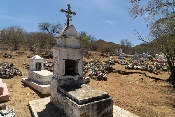 Vecchie Tombe Del Cimitero Messicano Nel Villaggio Minerario Triunfo Baja — Foto Stock