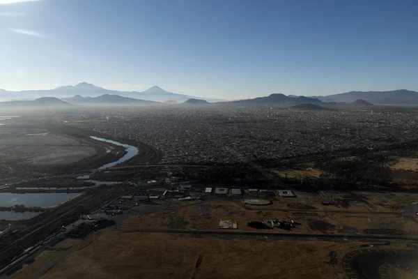 Mexiko Stadtgebiet Luftbild Panorama Aus Der Flugzeuglandschaft — Stockfoto