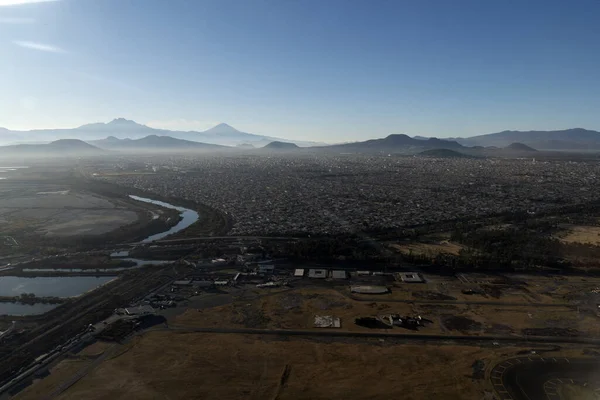 Mexico City Area Aerial View Panorama Airplane Landscape — Stock Photo, Image