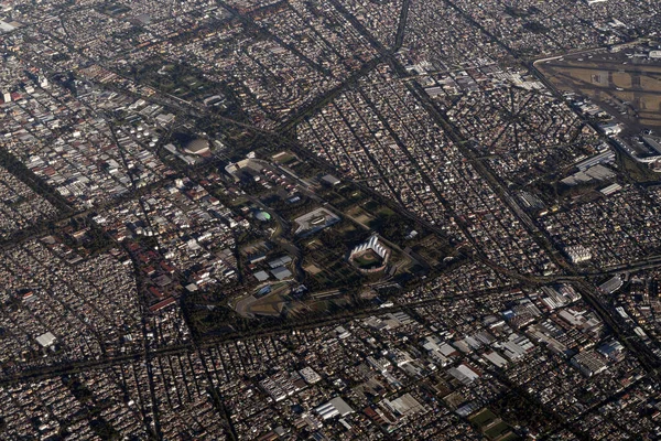 Mexiko Stadtgebiet Luftbild Panorama Aus Der Flugzeuglandschaft — Stockfoto