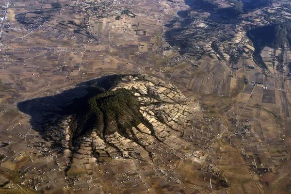 Mexico Guadalajara Fields Volcanos Aerial View Panorama Landscape Airplane While — Stock Photo, Image