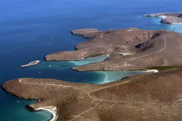 Paz Balandra Inne Plaże Mexico Baja California Sur Samolotu Panorama — Zdjęcie stockowe