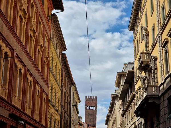 Bologna Italien Mittelalterliche Gebäude Häuser Mercanzia Place — Stockfoto