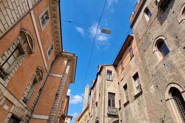 Bologna Italy Medeltida Byggnad Hus Mercanzia Plats — Stockfoto