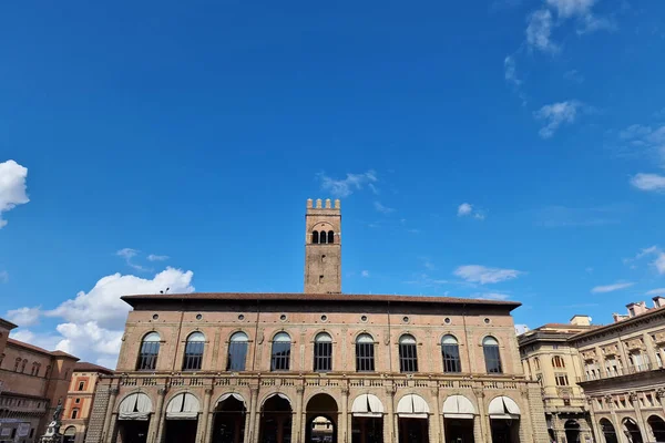 Bolonya Piazza Maggiore Kare Manzaralı Şehir Manzarası — Stok fotoğraf