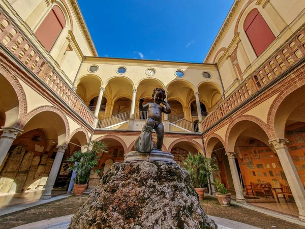 Bolonha Piazza Maggiore Museu Arqueológico Vista Quadrada Palácio — Fotografia de Stock