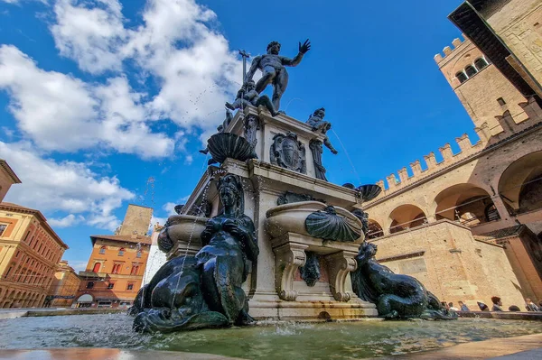 Bologna Place Piazza Maggiore Neptunbrunnen Detail Aus Nächster Nähe — Stockfoto