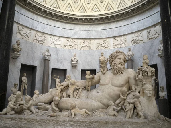 Velho Mármore Figura Romana Escultura Estátua Detalhe Nilo — Fotografia de Stock