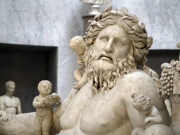 Gammal Marmor Romersk Figur Skulptur Staty Detalj Nilen — Stockfoto