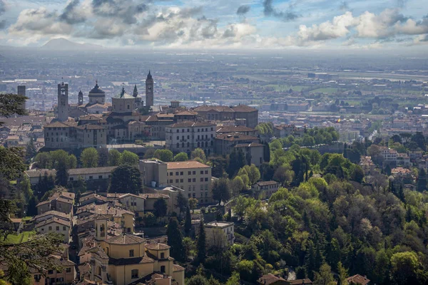 Bergamo Medieval Town Aerial Panorama View — Stock Photo, Image