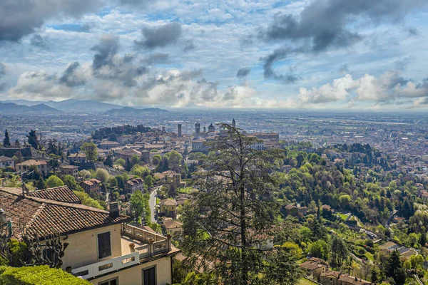 Bergamo Città Medievale Veduta Panoramica Aerea — Foto Stock