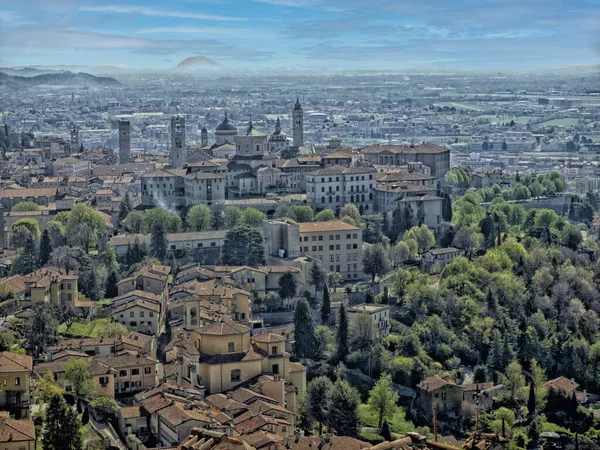 Bergamo Città Medievale Veduta Panoramica Aerea — Foto Stock