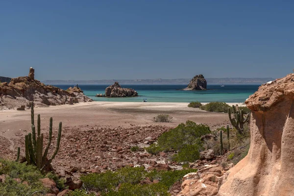 Yanardağ Kaya Taş Baja California Sur Mexico Deniz Manzarası — Stok fotoğraf