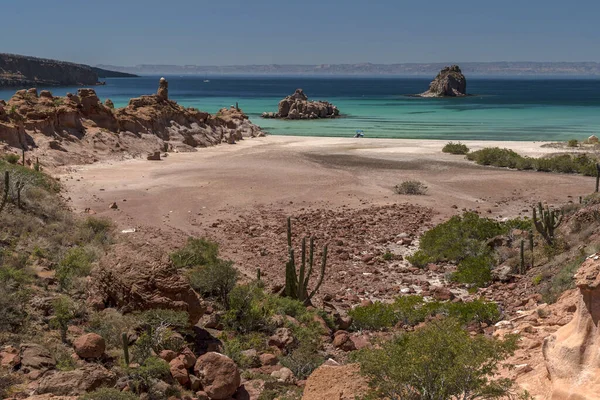 Yanardağ Kaya Taş Baja California Sur Mexico Deniz Manzarası — Stok fotoğraf