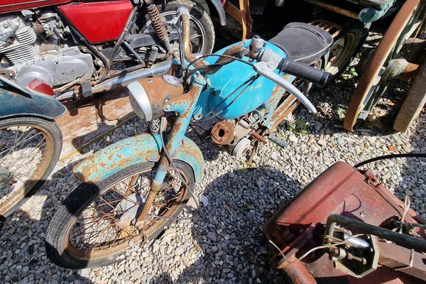 Vélo Bleu Rouillé Vieux Vintage Rétro — Photo