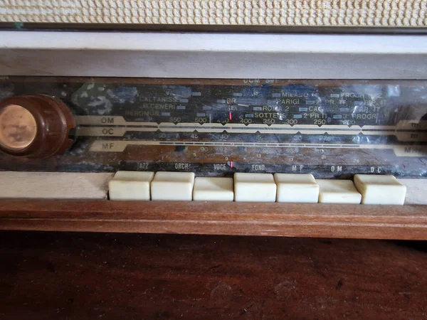 Vecchio Retro Vintage Dettaglio Radio Vicino — Foto Stock