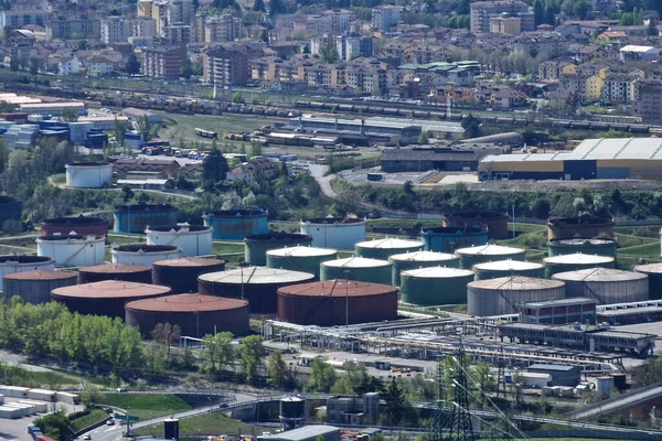 Fuel Depot Arquata Scrivia Aerial View Panorama Landscape — Stock Photo, Image