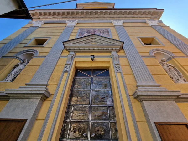 Porta Bronze Baixo Relevo Cabella Ligure Antiga Igreja Piemonte Itália — Fotografia de Stock