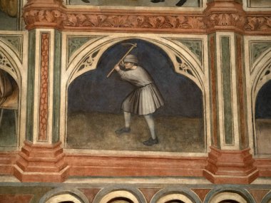Padova Palazzo Della Ragione eski ortaçağ hukuk mahkemesi adalet salonu binası.