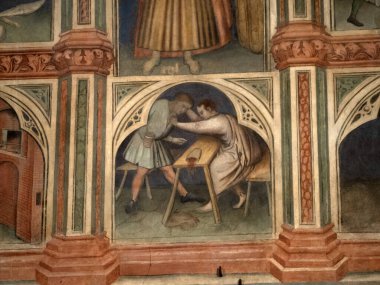 Padova Palazzo Della Ragione eski ortaçağ hukuk mahkemesi adalet salonu binası.