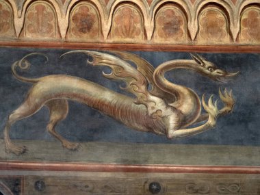 Padova Palazzo Della Ragione eski ortaçağ hukuk mahkemesi adalet salonu binası.