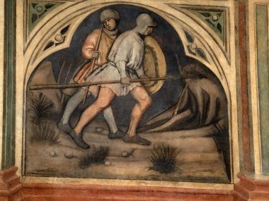 Padova Palazzo Della Ragione eski ortaçağ hukuk mahkemesi adalet salonu binası.