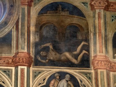 Padova Palazzo Della Ragione eski ortaçağ hukuk mahkemesi adalet salonu binası.