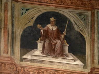 Padova Palazzo Della Ragione eski ortaçağ hukuk mahkemesi adalet salonu binası.