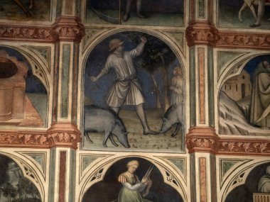 Padova Palazzo Della Ragione eski ortaçağ hukuk mahkemesi adalet salonu binası.