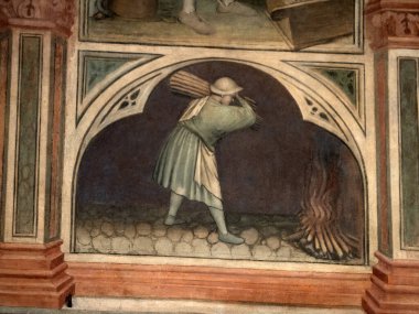 Padova Palazzo Della Ragione eski ortaçağ hukuk mahkemesi adalet salonu binası.