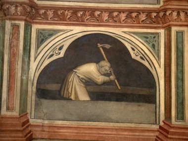 Padova Palazzo Della Ragione eski ortaçağ hukuk mahkemesi adalet salonu binası.