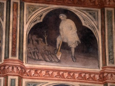 Padova Palazzo Della Ragione eski ortaçağ hukuk mahkemesi adalet salonu binası.
