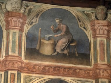 Padova Palazzo Della Ragione eski ortaçağ hukuk mahkemesi adalet salonu binası.