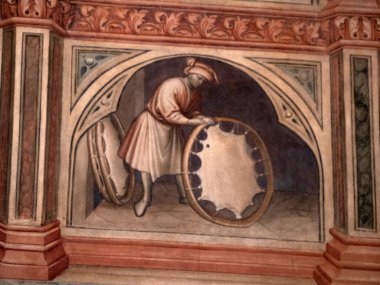 Padova Palazzo Della Ragione eski ortaçağ hukuk mahkemesi adalet salonu binası.