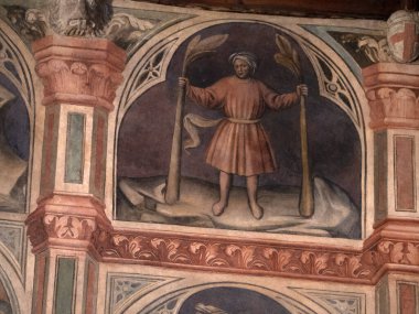 Padova Palazzo Della Ragione eski ortaçağ hukuk mahkemesi adalet salonu binası.