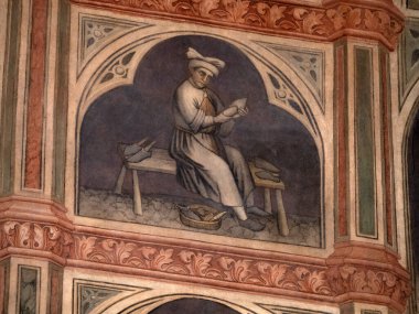 Padova Palazzo Della Ragione eski ortaçağ hukuk mahkemesi adalet salonu binası.