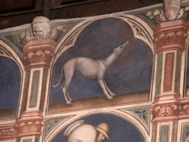 Padova Palazzo Della Ragione eski ortaçağ hukuk mahkemesi adalet salonu binası.
